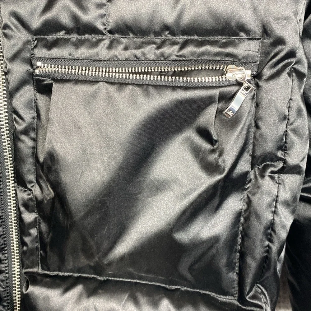 Orolay black satin finish puffer coat S duck down fill urban edgy mid length - Picture 6 of 13